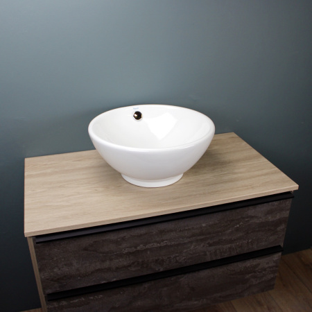 Раковина из сантехнического фарфора Teymi Lina T50103 41х41 накладная цвет белый без отверстий под смеситель