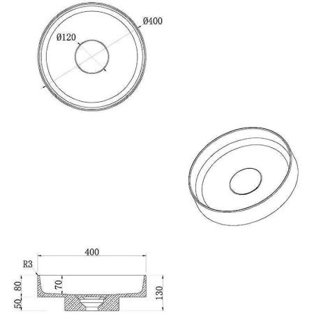 Раковина из искусственного камня Boheme Corian 801-GR 40х40 накладная цвет серый