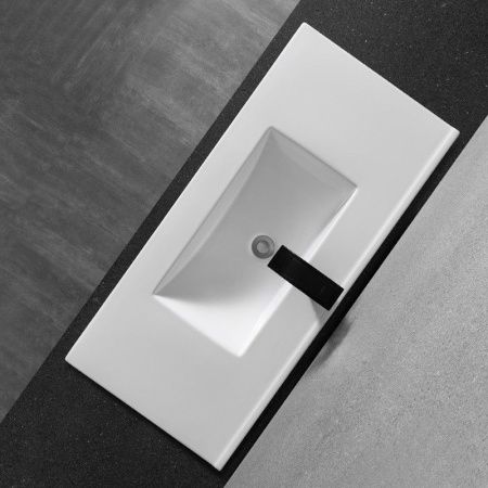 Раковина из сантехнического фаянса CeramaLux YJ803-100 100х40 встраиваемая цвет белый 1 отверстие под смеситель