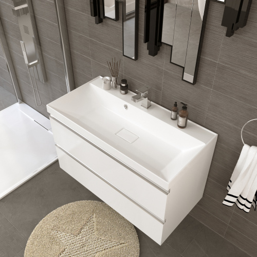 Раковина из искусственного мрамора Stella Polar Бриз SP-00001481 90х45 встраиваемая цвет белый - фото 2