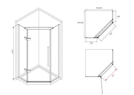 Душевой уголок Abber Ewiges Wasser AG05080M 80х80 стекло матовое профиль хром без поддона