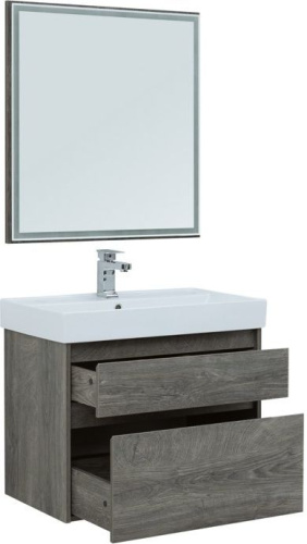 Комплект мебели: тумба с раковиной + зеркало Aquanet Nova Lite 00242904 75,7х46х145 напольный/подвесной - фото 2