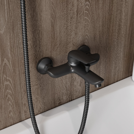 Смеситель для ванны Teymi T10266 настенный черный матовый