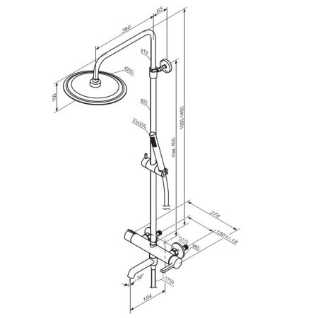Душевая стойка Damixa Scandinavian Pure 936740300 настенная цвет черный