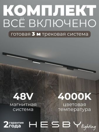 Трековая система со светильниками №6 трехфазная накладная Hesby Lighting ElDeko (ЕлДеко) HSBL_kompl_E006_NI3B4K