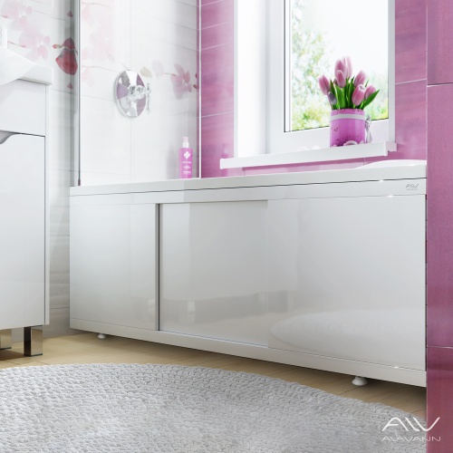 Экран под ванну Alavann Crystal 160 см ALV0256001 фронтальный МДФ раздвижной белый - фото 2