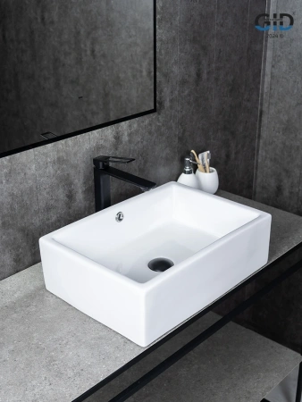 Раковина керамическая Gid Geométrico 51125 50х40 накладная цвет белый без отверстий под смеситель