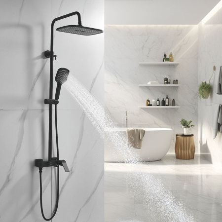 Душевая стойка Shevanik S4136H настенная цвет черный