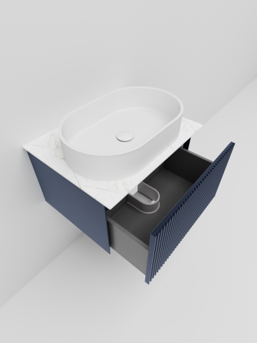 Тумба со столешницей La Fenice TERRA NFNC-01-TER-BG-60-3-GG 70х36х47 подвесная цвет синий - фото 3