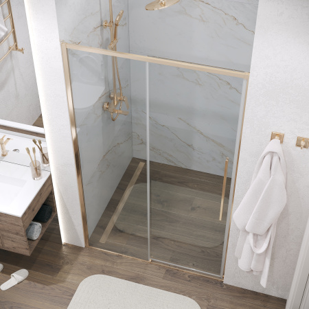 Душевая дверь Grossman Galaxy 100.K33.01.140.32.00 140х195 стекло прозрачное профиль золото глянцевое