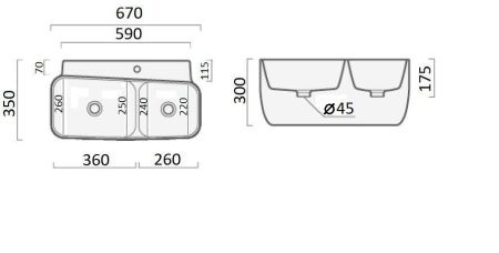 Раковина из сантехнического фарфора Cerutti SPA CT9282 70х40 подвесная цвет белый 1 отверстие под смеситель