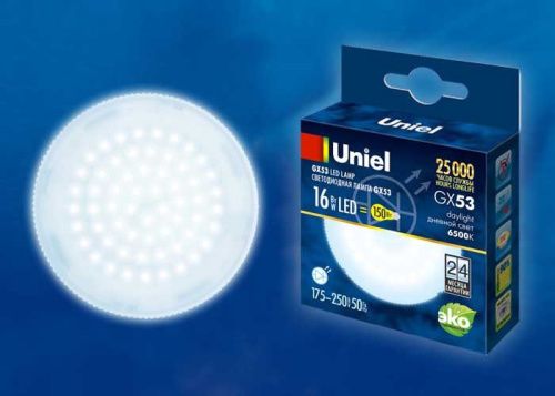 Лампа светодиодная Uniel LED-GX53 LED-GX53-16W/6500K/GX53/FR PLZ01WH картон - фото 2