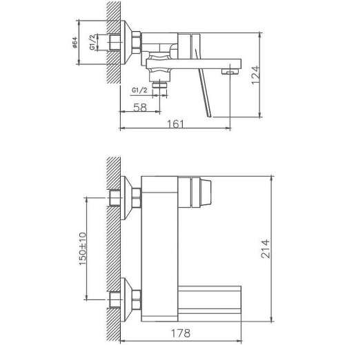 Cмеситель для ванны и душа Haiba HB60572 настенный хром - фото 3 Cмеситель для ванны и душа Haiba HB60572 настенный хром - фото 3
