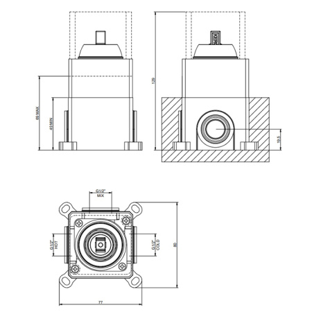 Встраиваемая часть для смесителя Gessi Emporio Via manzoni 38670#149