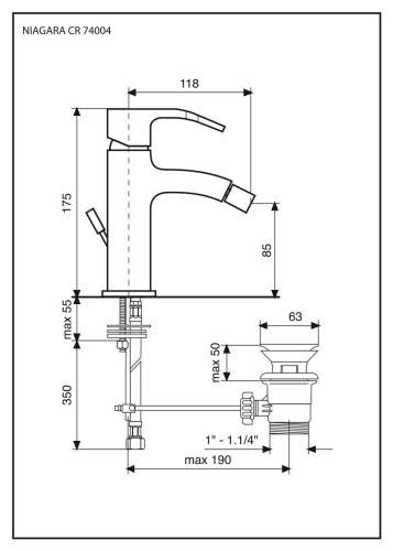 Смеситель Emmevi Niagara 74004/NEO на биде черный матовый - фото 2 Смеситель Emmevi Niagara 74004/NEO на биде черный матовый - фото 2