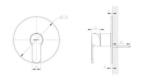 Смеситель для душа Bravat New Moon PB839103CP-RUS встраиваемый в стену хром - фото 2