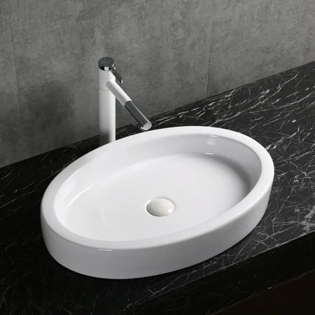 Раковина из сантехнического фарфора Cerutti SPA CR7045 60х40 накладная цвет белый без отверстий под смеситель