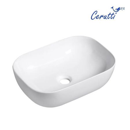 Раковина из сантехнического фарфора Cerutti SPA CR0078 50х40 накладная цвет белый без отверстий под смеситель