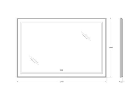 Зеркало с подсветкой и антизапотеванием BelBagno Kraft SPC-KRAFT-1200-800-LED-TCH-WARM-NERO 120х80 подвесное
