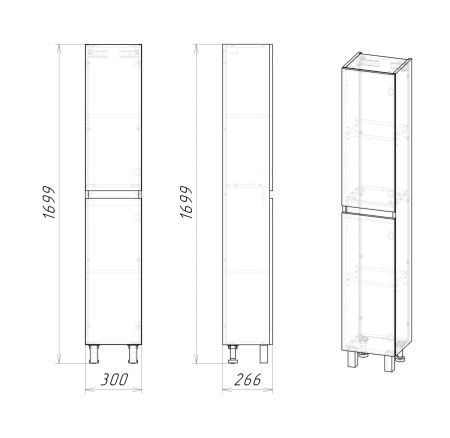 Шкаф-пенал Grossman Поло 303003-1 30х170 напольный цвет белый/коричневый