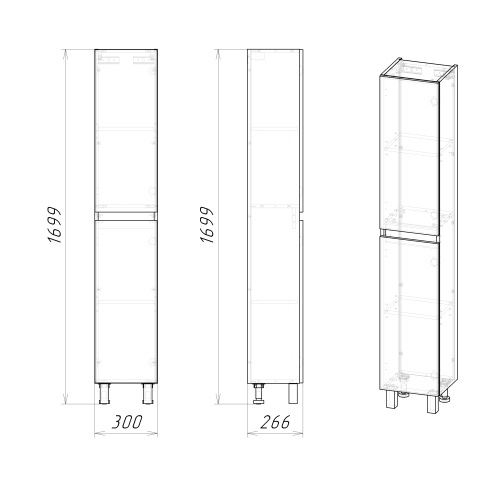 Шкаф-пенал Grossman Поло 303003-1 30х26,6х170 напольный - фото 4