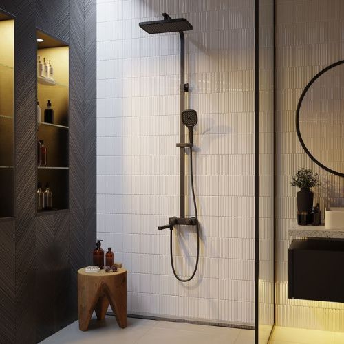 Душевая стойка IDDIS Slide SLIBLBTi06 настенная цвет черный матовый - фото 2