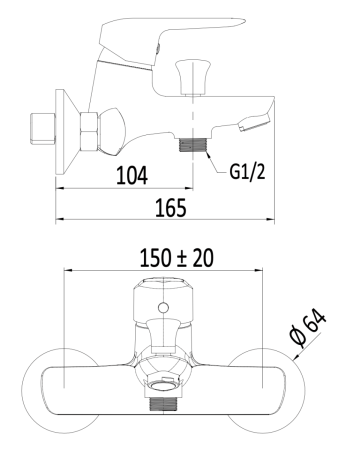 Смеситель для ванны Mariani Essenza B00212ES настенный хром