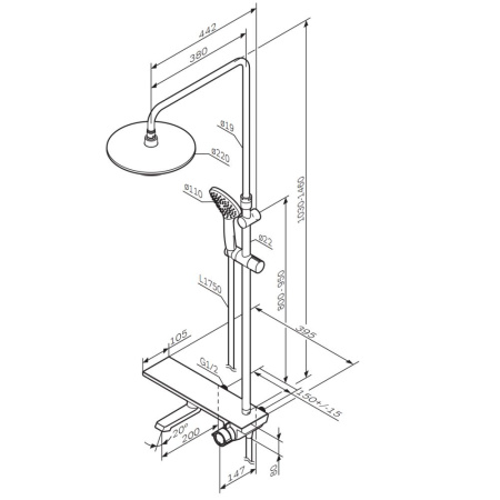 Душевая стойка Am.Pm Gem F0790700 настенная цвет хром