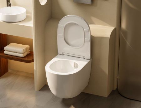 Унитаз подвесной Abber Bequem AC1100T белый с сиденьем микролифт безободковый смыв торнадо