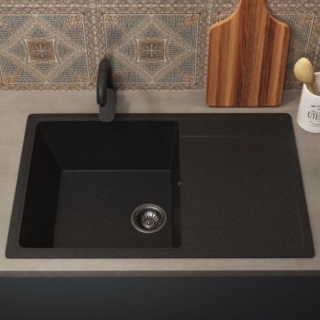 Кухонная мойка Uperwood ECON UPD-507 4010202111 75х50 цвет черный поверхность матовая
