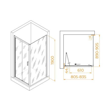 Душевой уголок RGW Passage 060814289-14 90х80 стекло прозрачное профиль хром без поддона