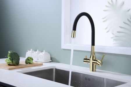 Смеситель для кухни Paulmark ЗОЛОТО Sa213419-G на мойку золото