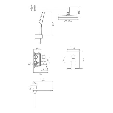 Душевая система Raglo R30.27.06 встраиваемая в стену