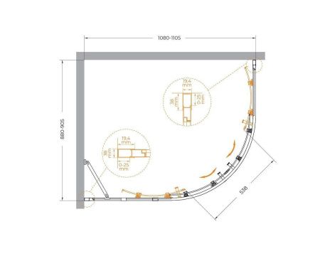 Душевой уголок Cezares MOLVENO MOLVENO-RH-2-110/90-C-GM-IV 110х90 стекло прозрачное профиль оружейная сталь без поддона