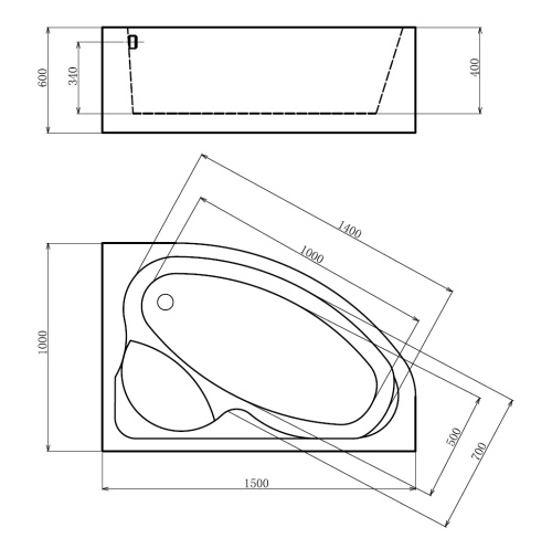 Ванна гидромассажная Gemy G9009 B R 150x100 пристенная угловая асимметричная - фото 4