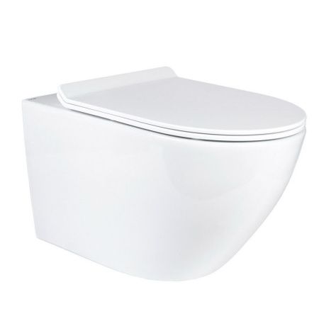 Унитаз подвесной Bond Oval F01-10Long белый с сиденьем микролифт безободковый душевой смыв