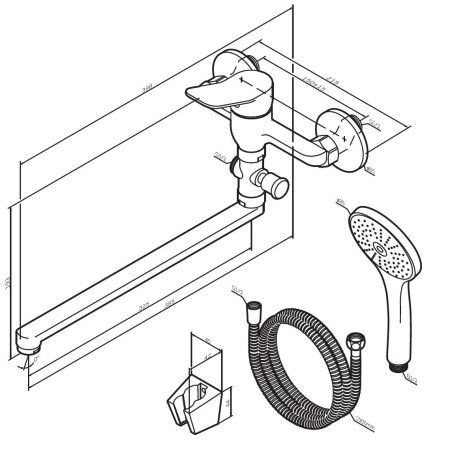 Смеситель для ванны и душа Am.Pm X-Joy F85A90122 настенный черный