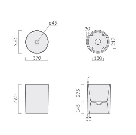 Раковина из сантехнического фарфора Galassia Core 7305OC 40х40 напольная цвет желтый
