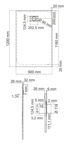 Душевой поддон WasserKRAFT Leine 35T 35T07 120x90 стеклопластик белый - фото 3