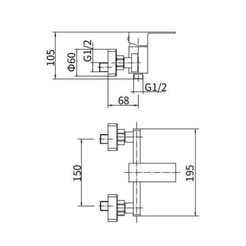 Смеситель для ванны и душа Fashun A52002-7 настенный черный - фото 3