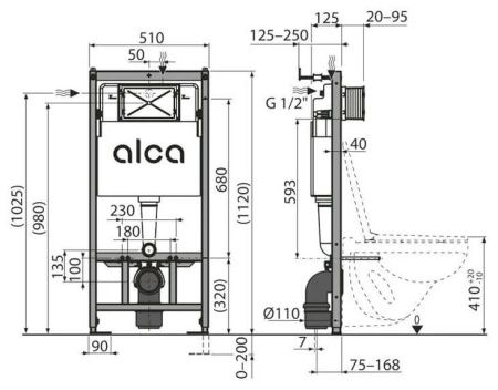 Инсталляция для унитаза Alcadrain  AM101/1120-4:1 RU M578-0001