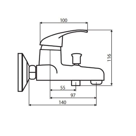 Смеситель для ванны и душа Dorff Comfort D8010000 настенный хром