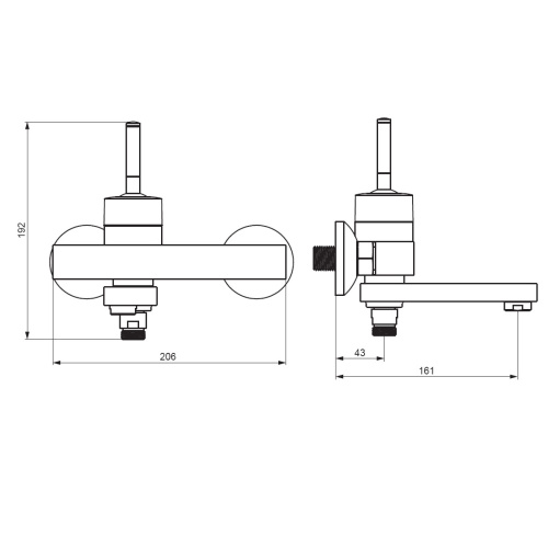Смеситель для ванны и душа Damixa Arc 291000200 настенный никель без термостата - фото 5
