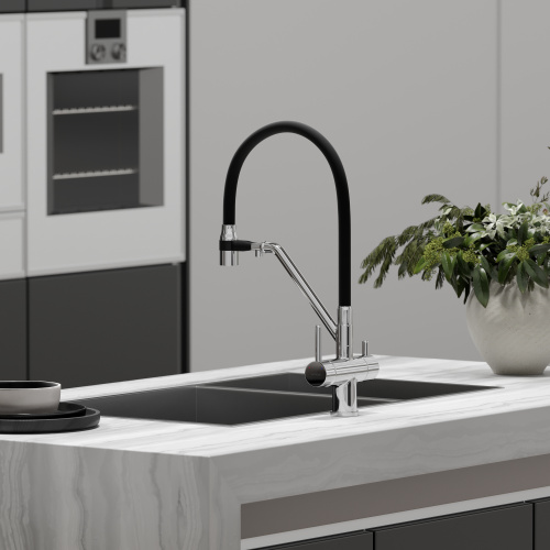 Смеситель для кухни Sancos Dora SC4003CH на мойку хром/черный - фото 2