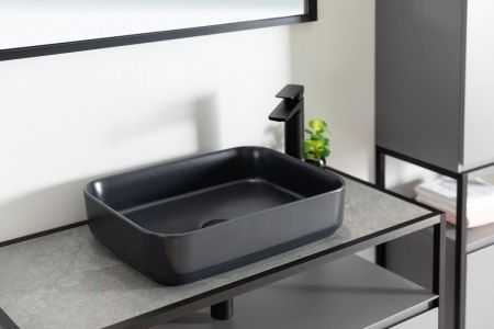 Раковина керамическая Allen Brau Fantasy 4.11021.31 50х40 накладная цвет черный без отверстий под смеситель