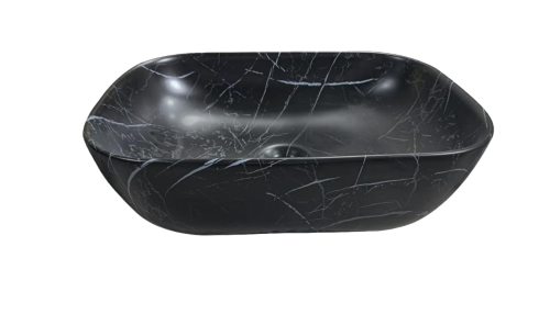 Раковина из сантехнического фарфора Cerutti SPA CR8215MMB 46х32 накладная цвет мрамор матовый черный - фото 2