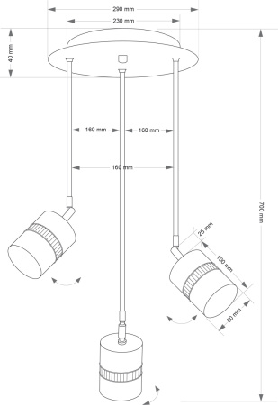 Люстра на штанге Kutek Vesto (Весто) VES-ZW-3(P)P