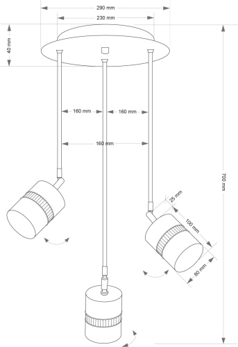 Люстра на штанге Kutek Vesto (Весто) VES-ZW-3(P)P - фото 2