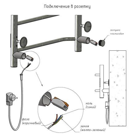 Полотенцесушитель электрический Тругор Пэк Пэк20кв/8040 45х80 хром