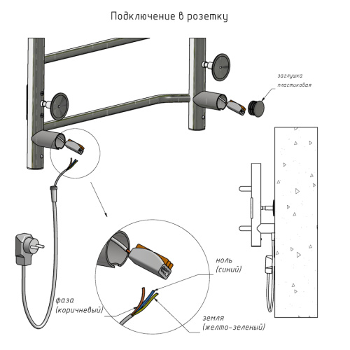 Полотенцесушитель Тругор Пэк Пэк21кв/8050 55х80 электрический хром - фото 3